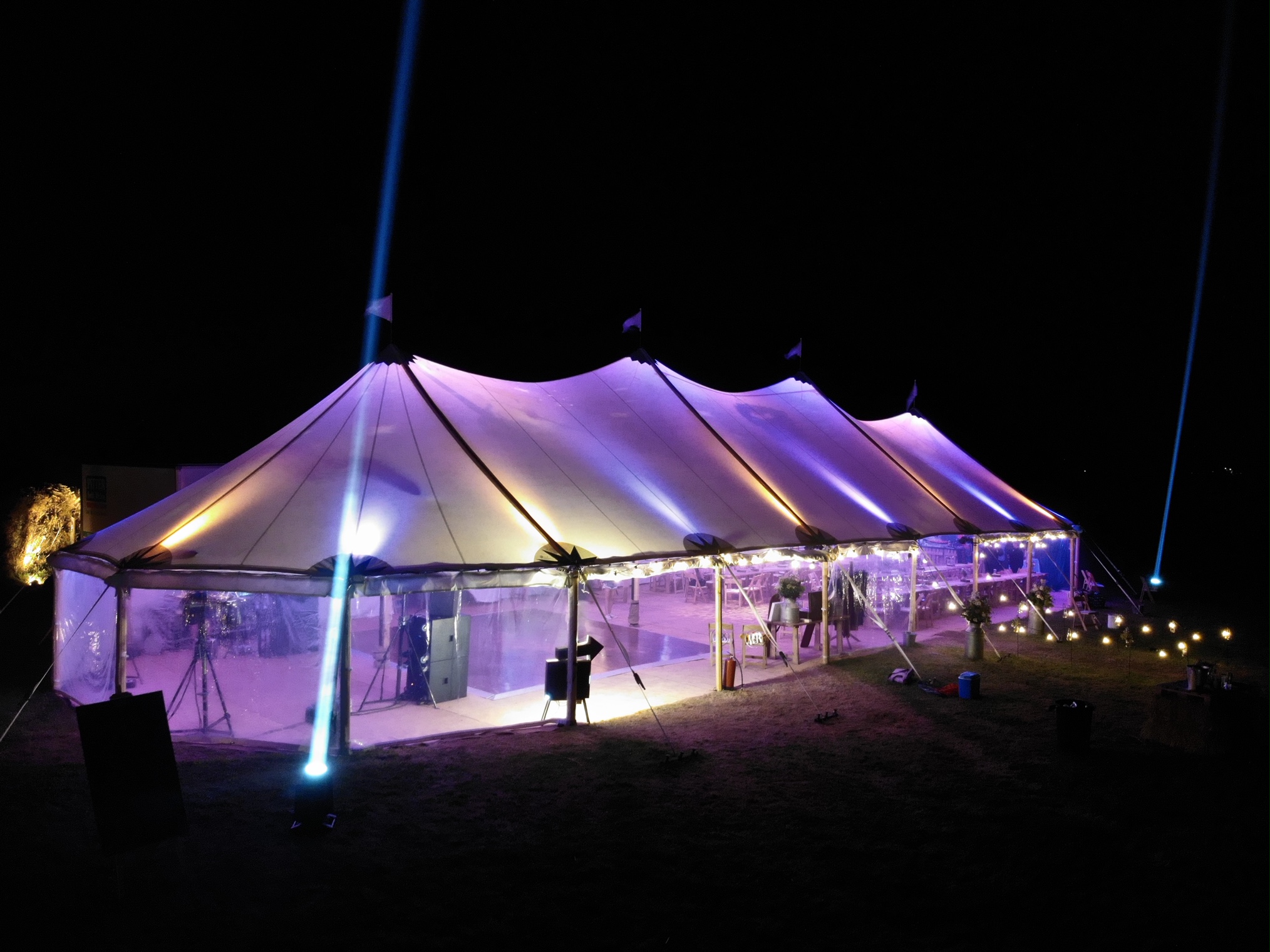 sailcloth tent at night